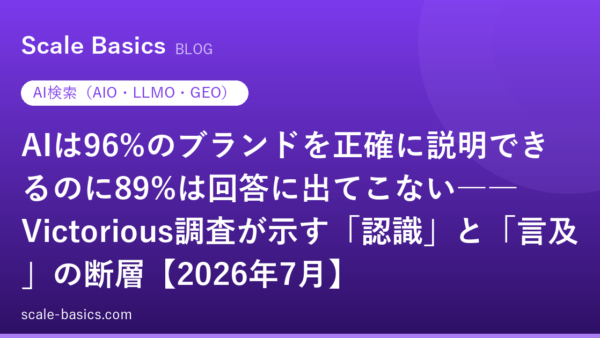 AIは96%のブランドを正確に説明できるのに89%は回答に出てこない――Victorious調査が示す「認識」と「言及」の断層【2026年7月】