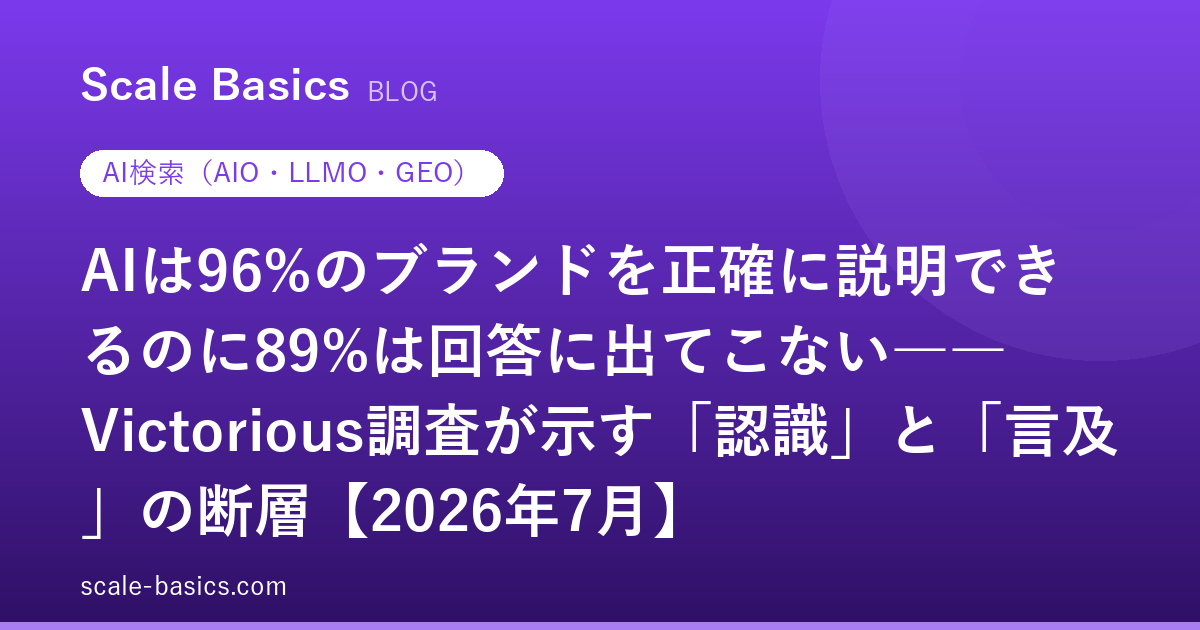 AIは96%のブランドを正確に説明できるのに89%は回答に出てこない――Victorious調査が示す「認識」と「言及」の断層【2026年7月】