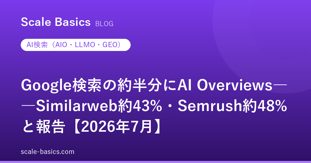Google検索の約半分にAI Overviews――Similarweb約43%・Semrush約48%と報告【2026年7月】