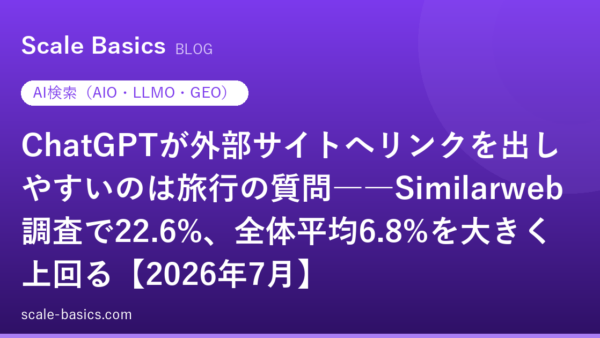 ChatGPTが外部サイトへリンクを出しやすいのは旅行の質問――Similarweb調査で22.6%、全体平均6.8%を大きく上回る【2026年7月】