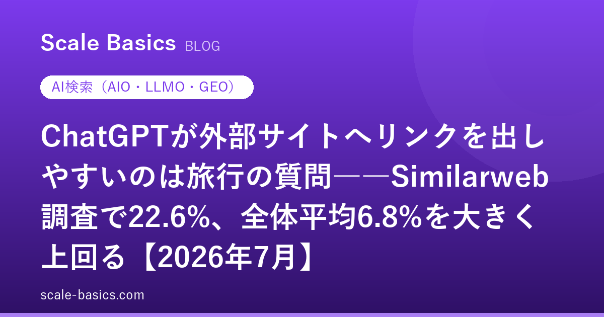 ChatGPTが外部サイトへリンクを出しやすいのは旅行の質問――Similarweb調査で22.6%、全体平均6.8%を大きく上回る【2026年7月】