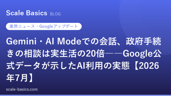 Gemini・AI Modeでの会話、政府手続きの相談は実生活の20倍――Google公式データが示したAI利用の実態【2026年7月】