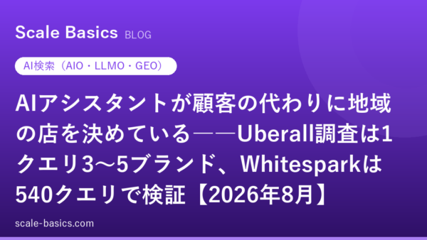 AIアシスタントが顧客の代わりに地域の店を決めている――Uberall調査は1クエリ3〜5ブランド、Whitesparkは540クエリで検証【2026年8月】