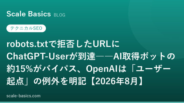 robots.txtで拒否したURLにChatGPT-Userが到達――AI取得ボットの約15%がバイパス、OpenAIは「ユーザー起点」の例外を明記【2026年8月】