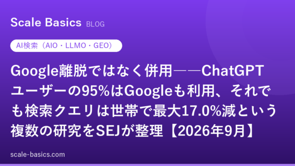 Google離脱ではなく併用――ChatGPTユーザーの95%はGoogleも利用、それでも検索クエリは世帯で最大17.0%減という複数の研究をSEJが整理【2026年9月】