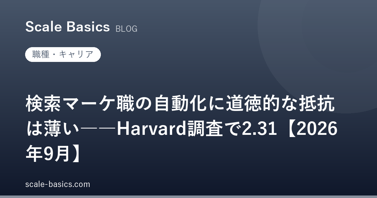 検索マーケ職の自動化に道徳的な抵抗は薄い――Harvard調査で2.31【2026年9月】